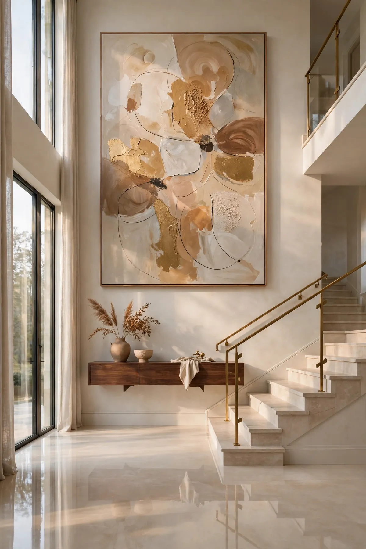 25 Double Height Staircase Wall Ideas, From Gallery Walls to Grand Chandeliers double height staircase wall ideas: Build a Floor-to-Ceiling Salon Gallery Wall