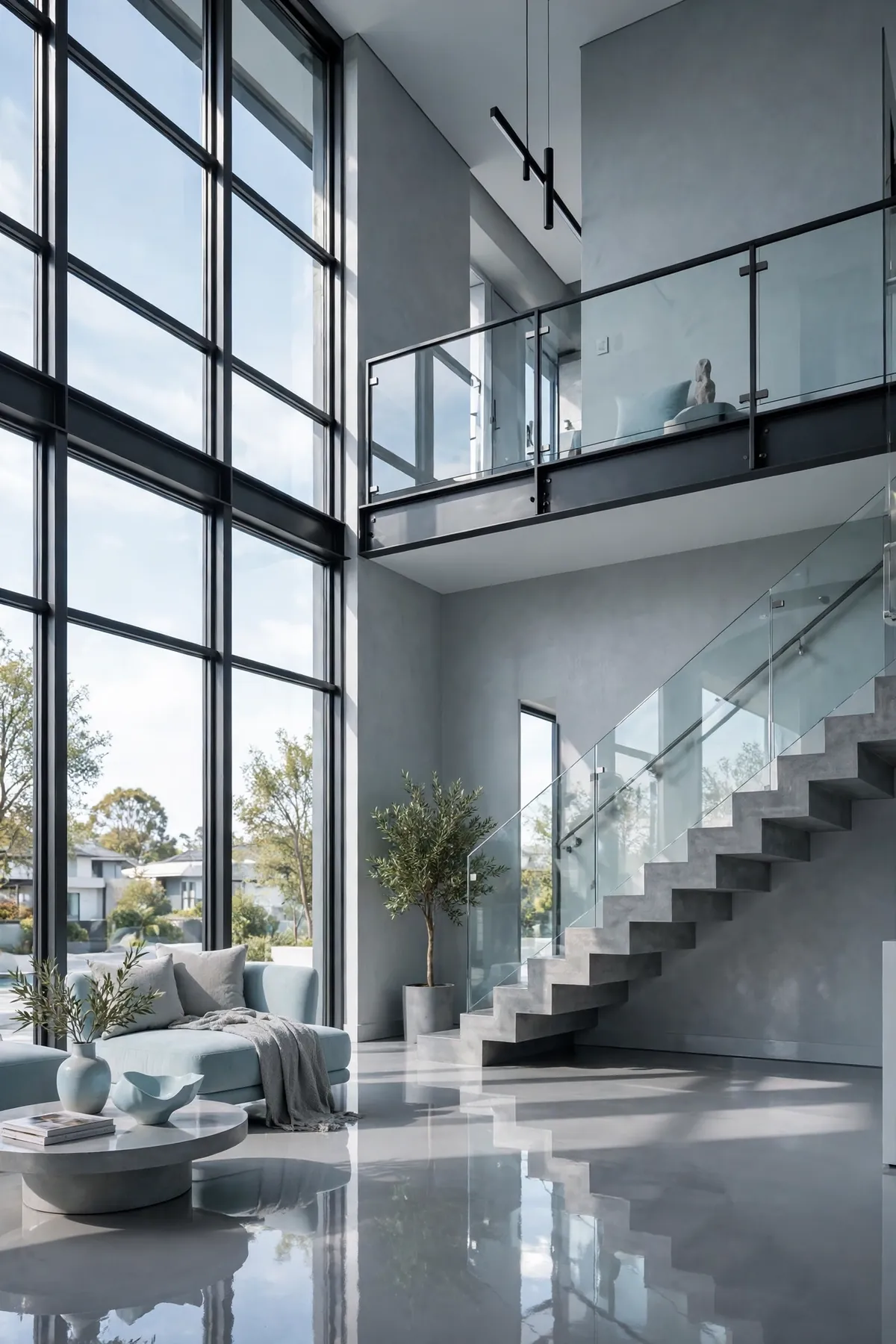 25 Double Height Staircase Wall Ideas, From Gallery Walls to Grand Chandeliers double height staircase wall ideas: Tall Board-and-Batten Panels in a Single Color