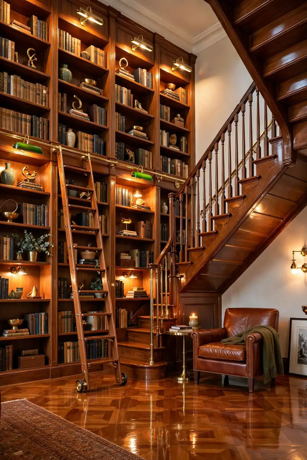 25 Double Height Staircase Wall Ideas, From Gallery Walls to Grand Chandeliers double height staircase wall ideas: Bold Wallpaper on the Tall Wall Only