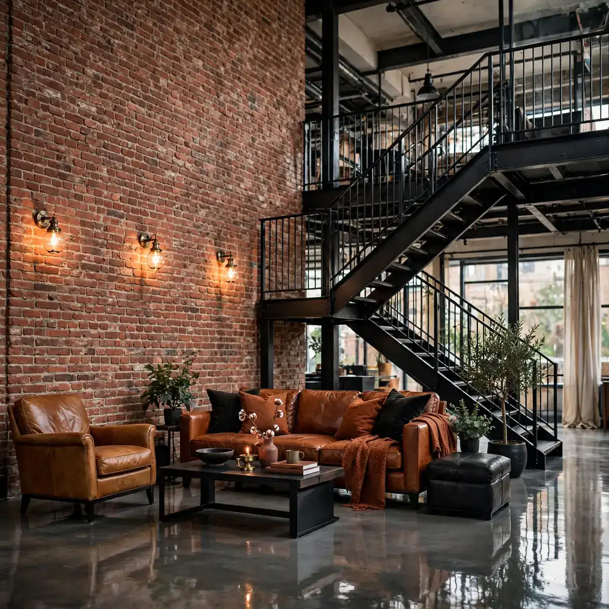 25 Double Height Staircase Wall Ideas, From Gallery Walls to Grand Chandeliers double height staircase wall ideas: Exposed Brick or Stone for Full-Height Texture