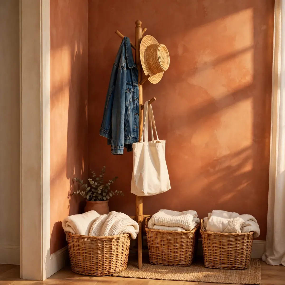 entryway decor ideas: Woven Baskets for Soft, Flexible Storage