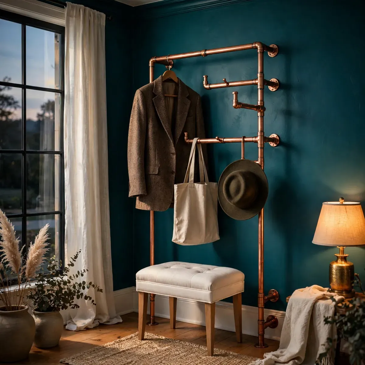 entryway decor ideas: A Bold Interior Door Color with a Fresh Wreath