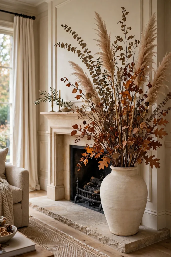 cozy fall decor ideas: Style Tall Dried Branches in a Statement Vase