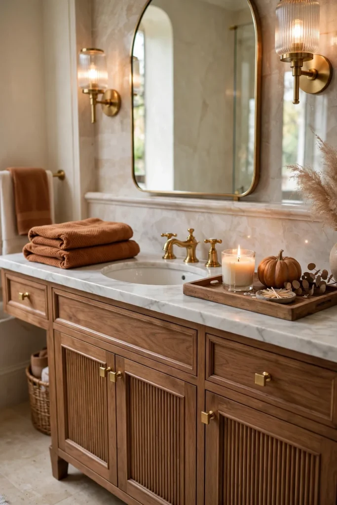 cozy fall decor ideas: Add Warm, Simple Touches to the Bathroom