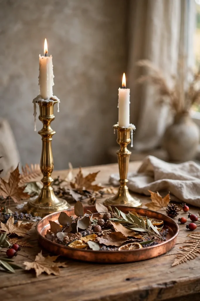 cozy fall decor ideas: Warm the Room With Brass and Copper Accents