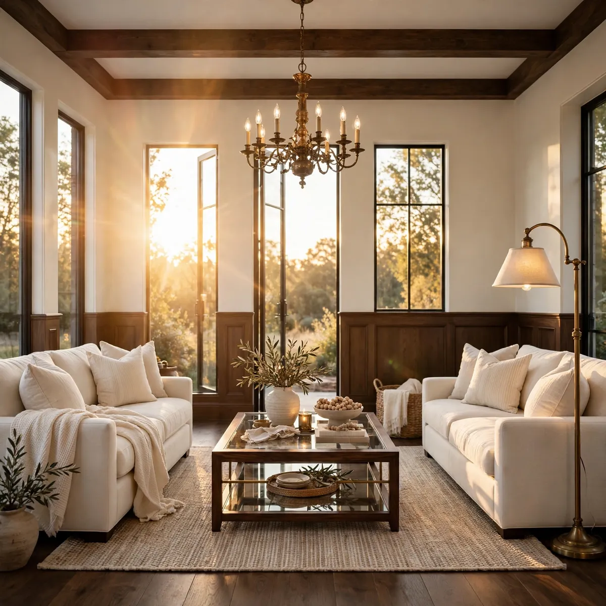 Farmhouse Living Room Ideas: 25 Cozy Looks You'll Love farmhouse living room ideas: Hang a Farmhouse-Style Chandelier or Pendant