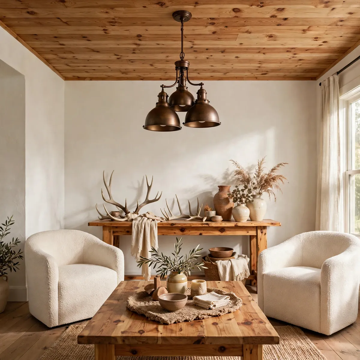 Farmhouse Living Room Ideas: 25 Cozy Looks You'll Love farmhouse living room ideas: Display Vintage Finds on Open Shelves