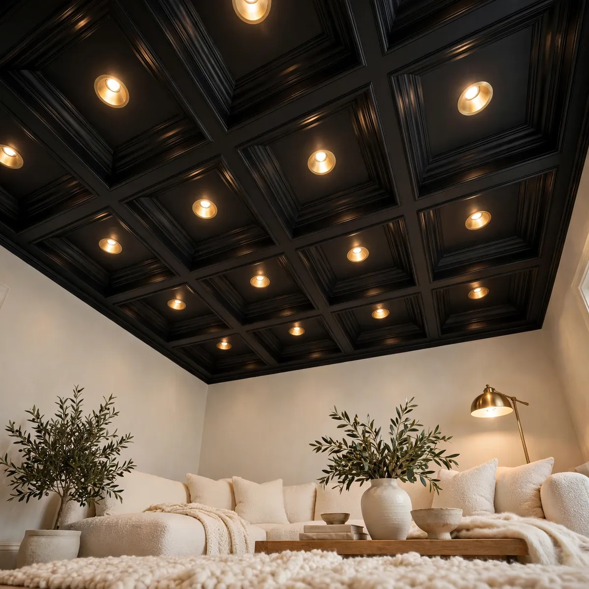 25 False Ceiling Living Room Ideas That Make Your Space Look Luxe false ceiling living room ideas: Floating Perimeter Panel with Hidden LEDs