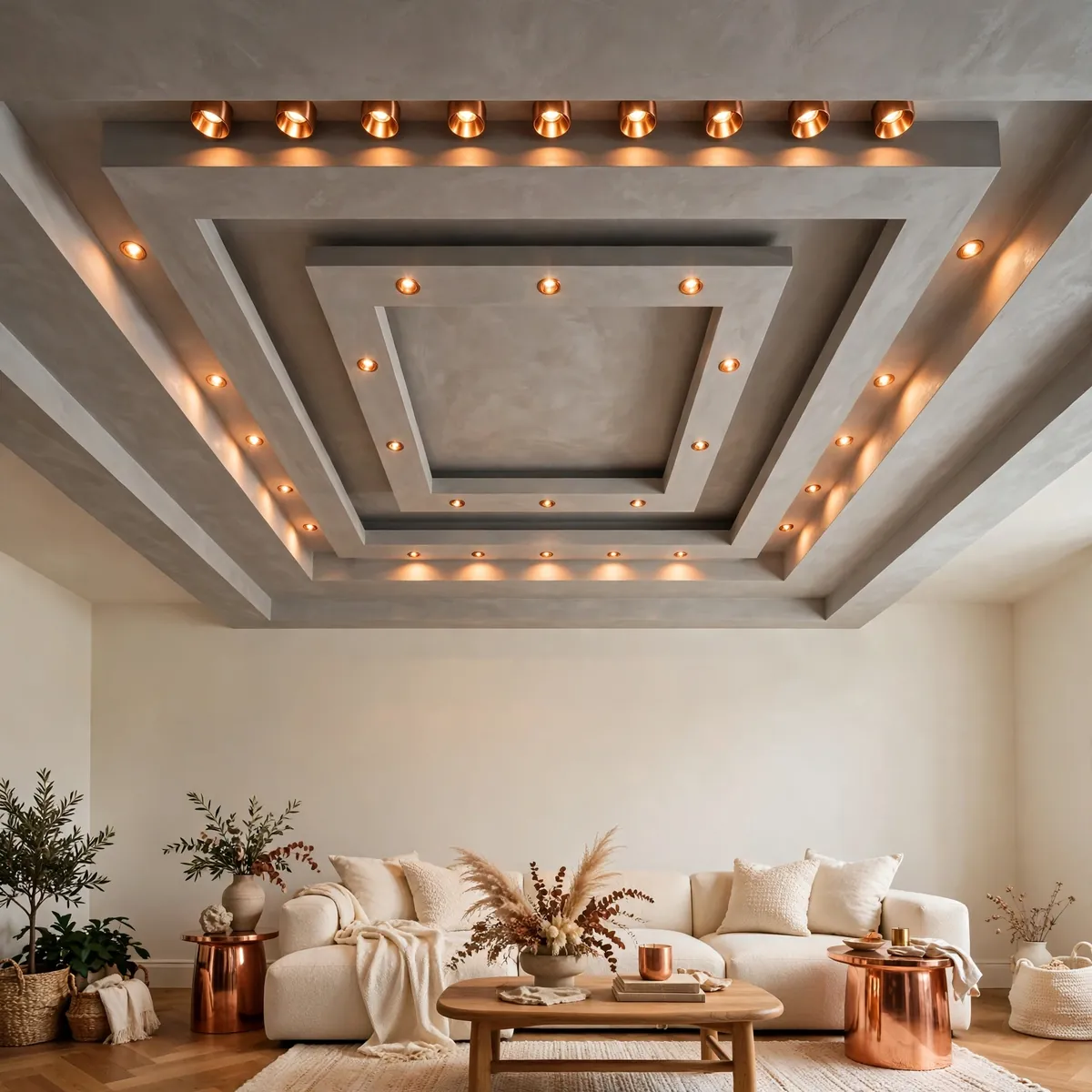 25 False Ceiling Living Room Ideas That Make Your Space Look Luxe false ceiling living room ideas: Backlit Frosted Panels with a Skylight Effect
