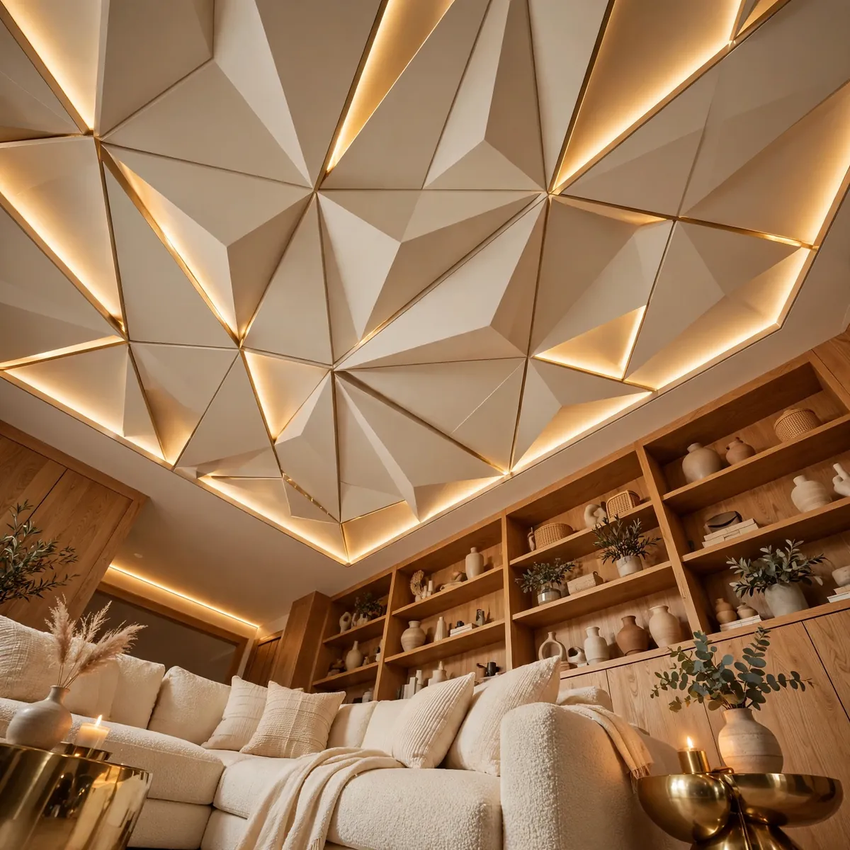 25 False Ceiling Living Room Ideas That Make Your Space Look Luxe false ceiling living room ideas: Curved Wave Gypsum Ceiling Design