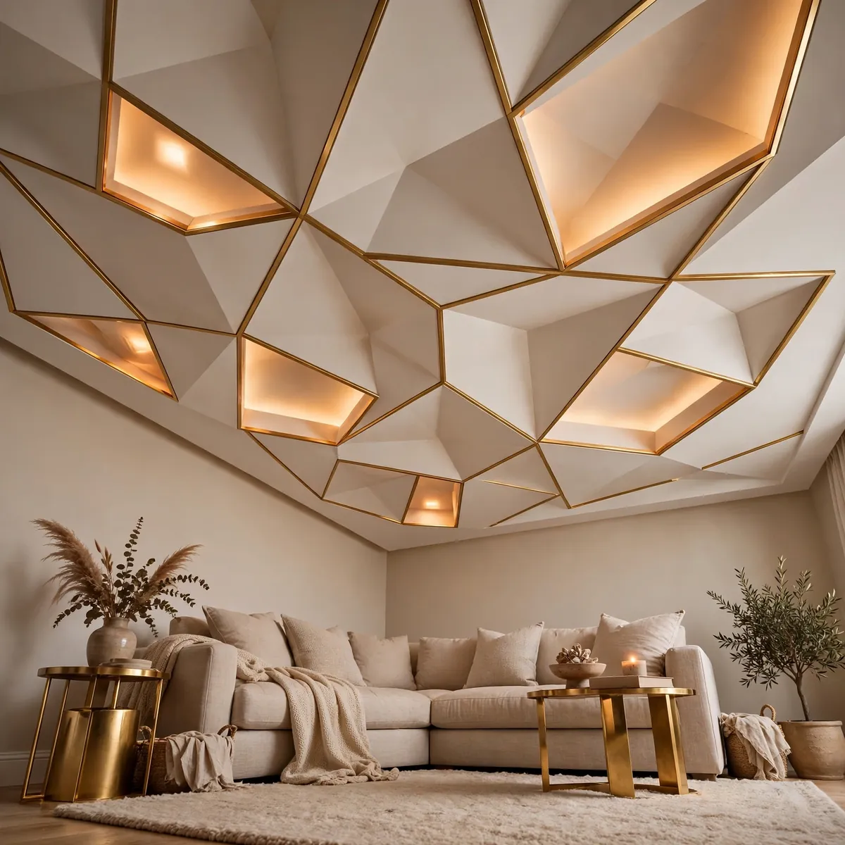 25 False Ceiling Living Room Ideas That Make Your Space Look Luxe false ceiling living room ideas: Mixed Wood and Gypsum Ceiling Zones