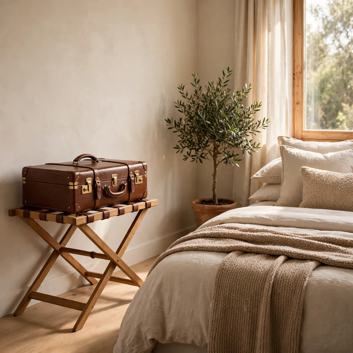 25 Welcoming Guest Bedroom Ideas Your Guests Will Love guest bedroom ideas: Give Luggage a Proper Home With a Rack
