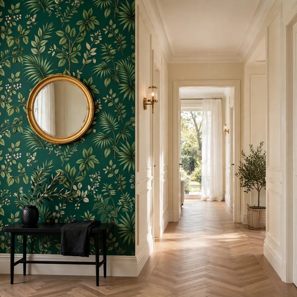 hallway decor ideas: Go Bold With Wallpaper on One Wall