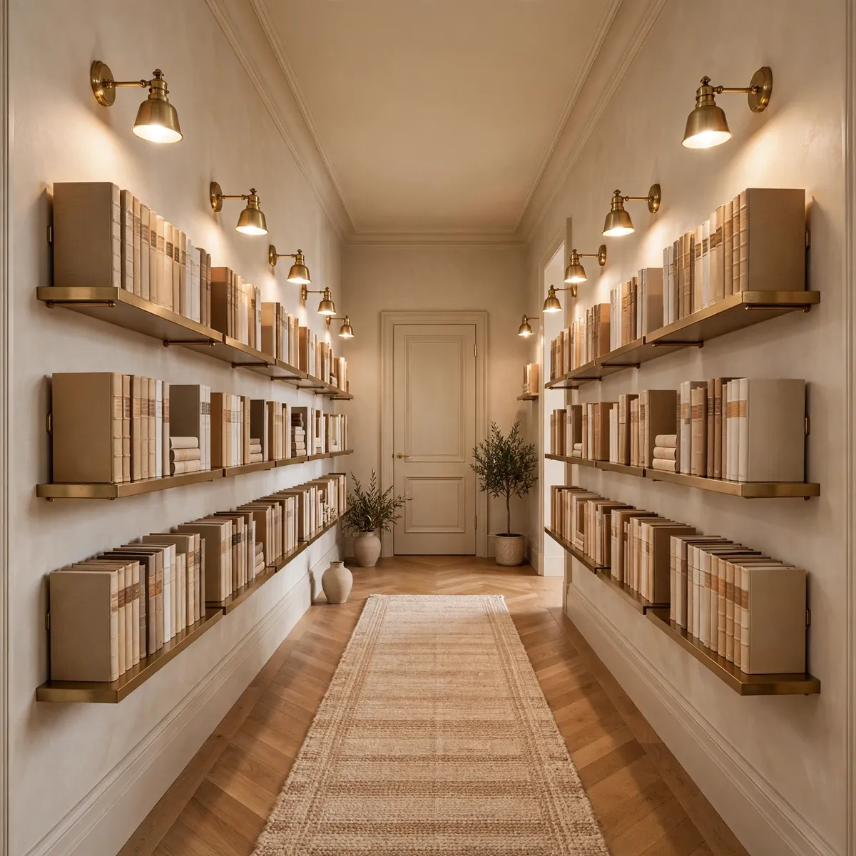 hallway decor ideas: Build a Slim Hallway Library