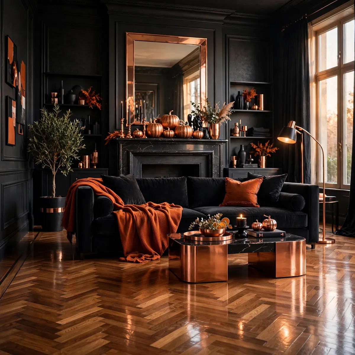 25 Halloween Living Room Decor Ideas That Are Spooky, Not Tacky halloween living room decor ideas: Black Branches and Dried Florals