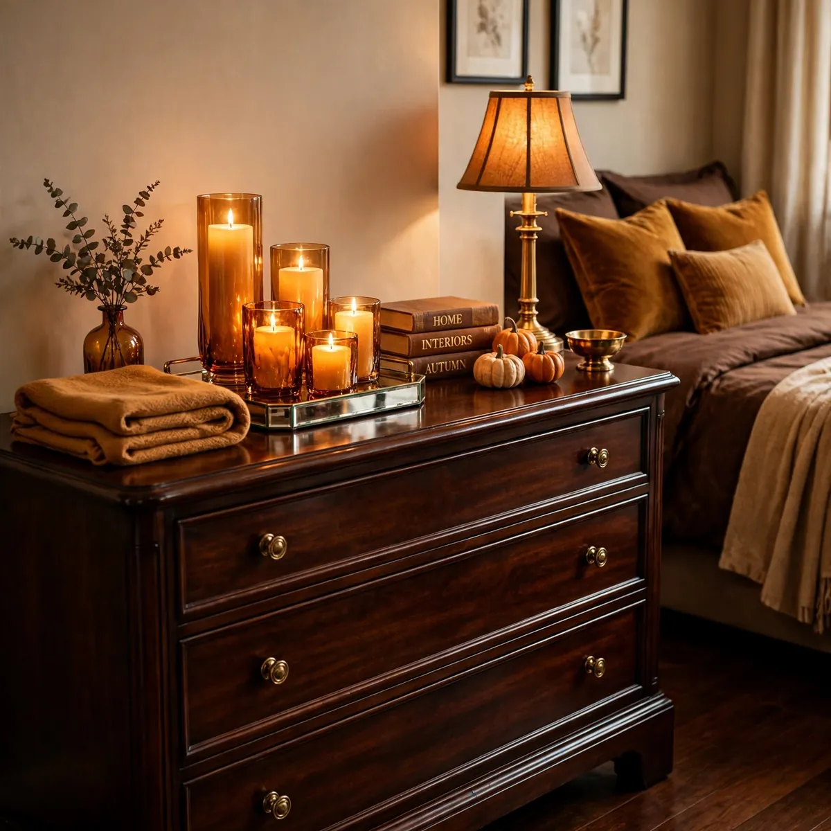 25 Halloween Bedroom Decor Ideas for a Cozy-Spooky Room halloween bedroom decor ideas: An LED Candle Cluster on the Dresser