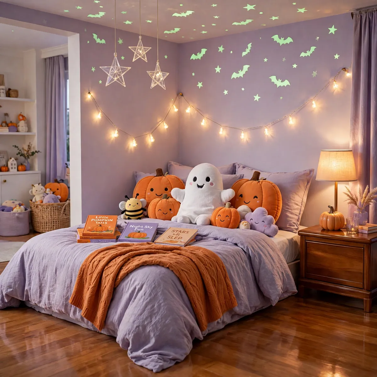 25 Halloween Bedroom Decor Ideas for a Cozy-Spooky Room halloween bedroom decor ideas: A Kid-Friendly Ghost Corner That Stays Nightmare-Free
