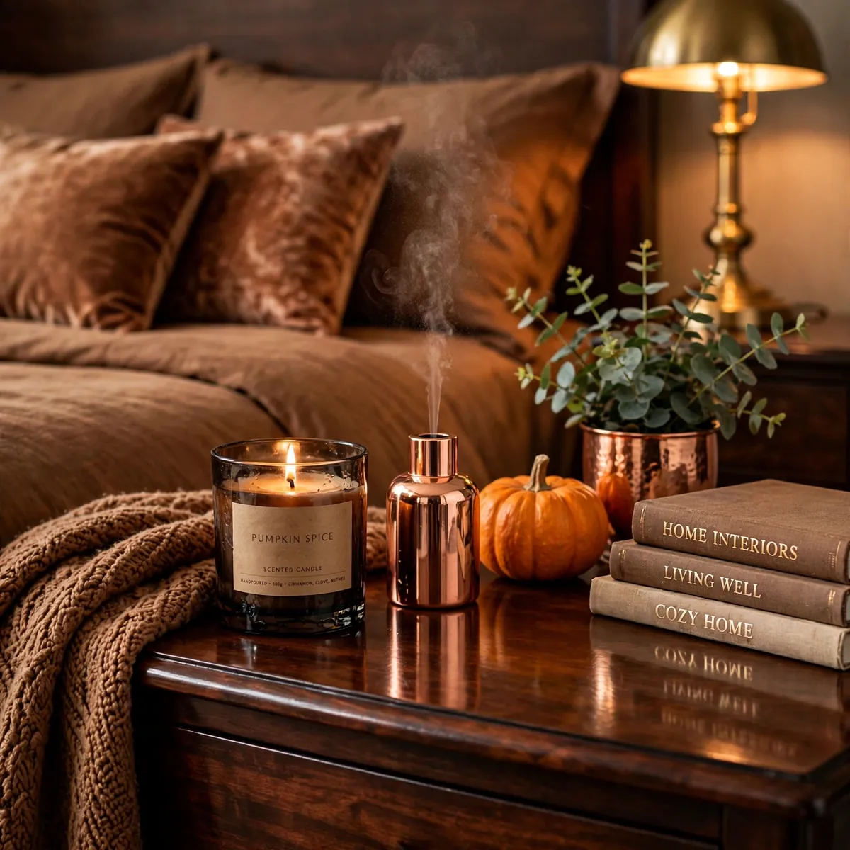 25 Halloween Bedroom Decor Ideas for a Cozy-Spooky Room halloween bedroom decor ideas: Pumpkin-Spice Scent as the Invisible Decor