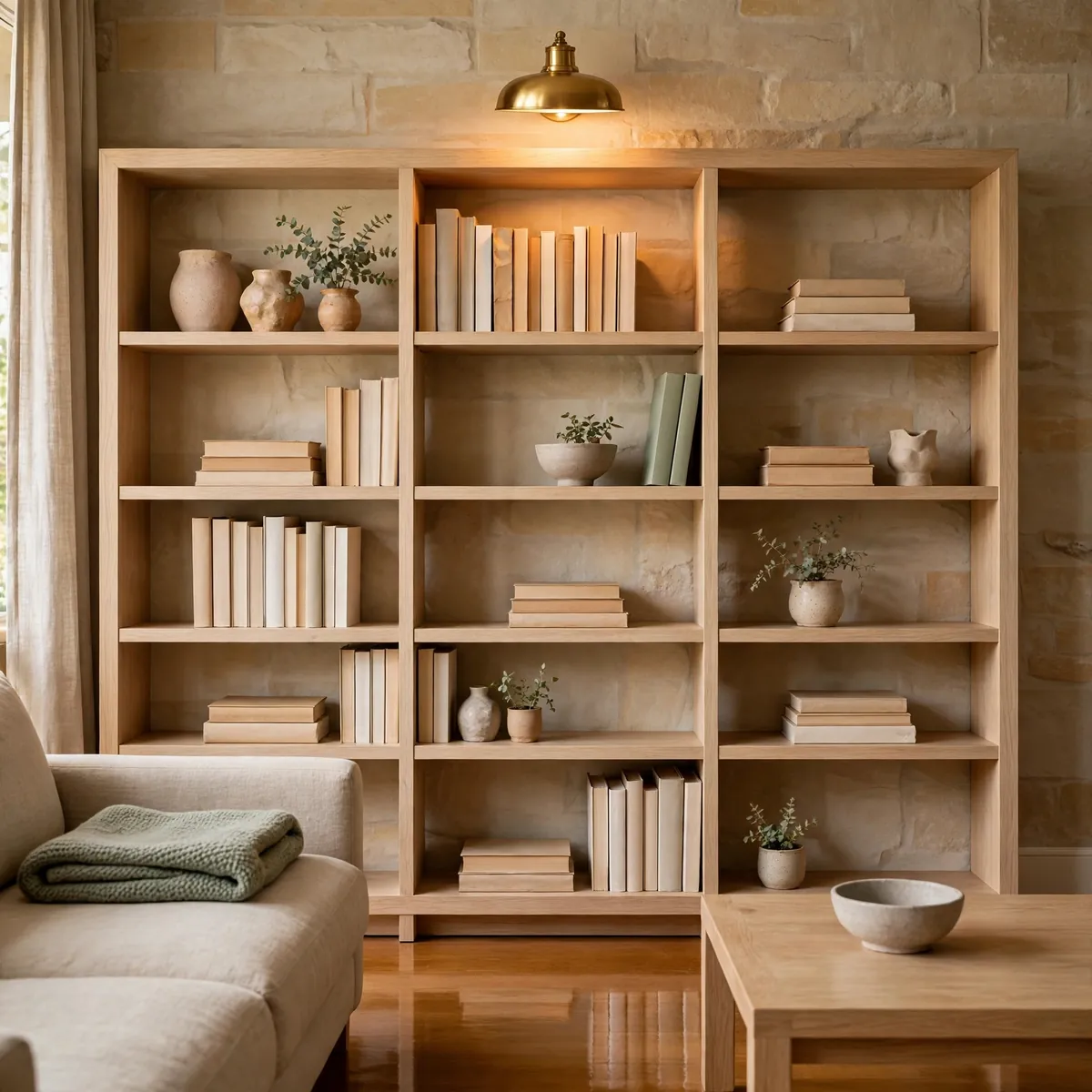 25 Japandi Living Room Ideas for a Calm, Warm, Minimal Home japandi living room ideas: Edit the Bookshelf Down to What You Love