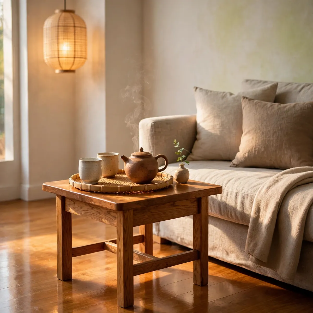 25 Japandi Living Room Ideas for a Calm, Warm, Minimal Home japandi living room ideas: Create a Small Tea Ritual Corner