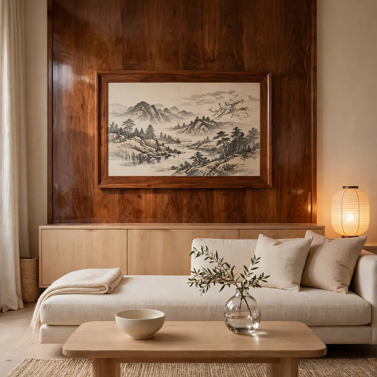 25 Japandi Living Room Ideas for a Calm, Warm, Minimal Home japandi living room ideas: Conceal Electronics Completely