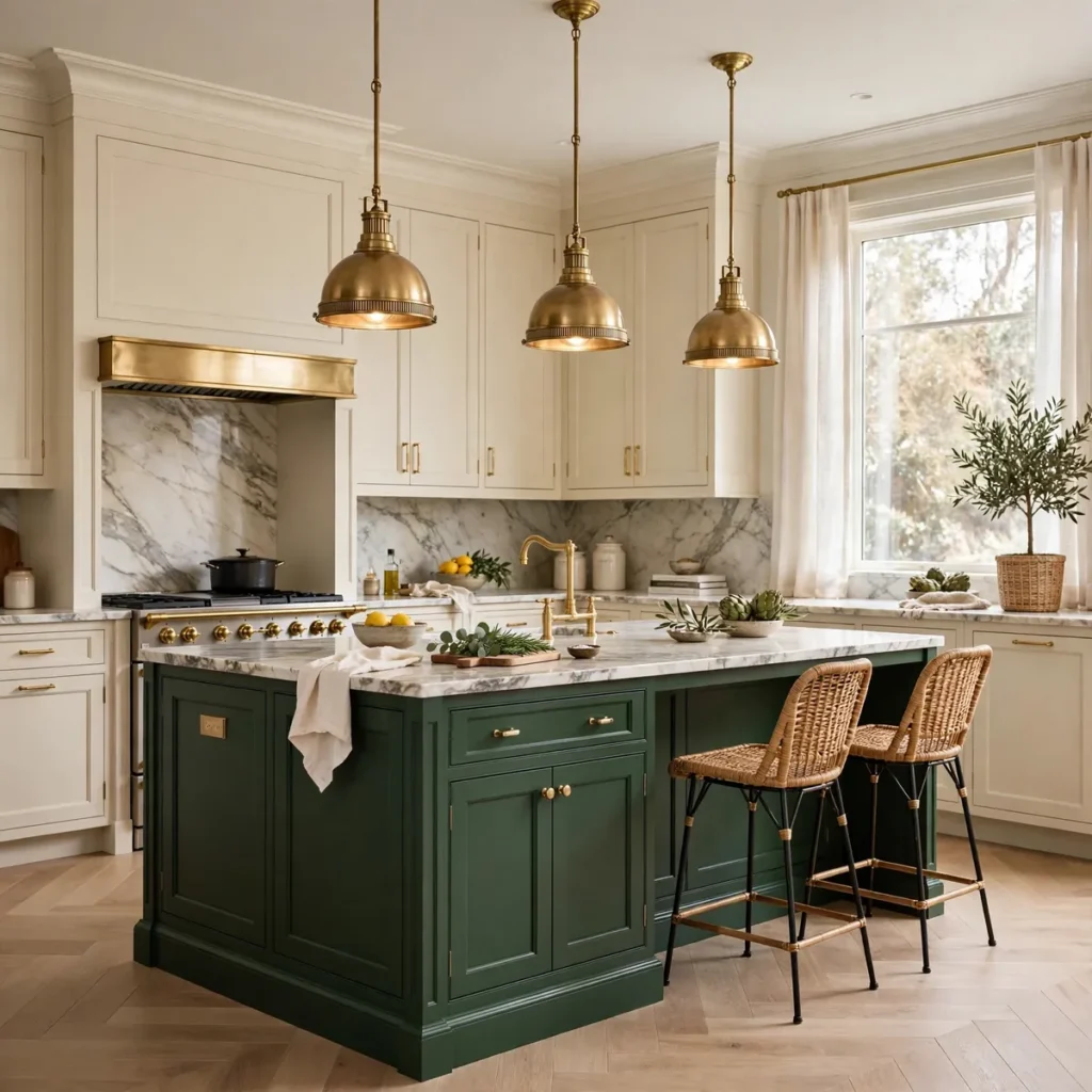 kitchen decor ideas: A Painted Island as the Focal Point