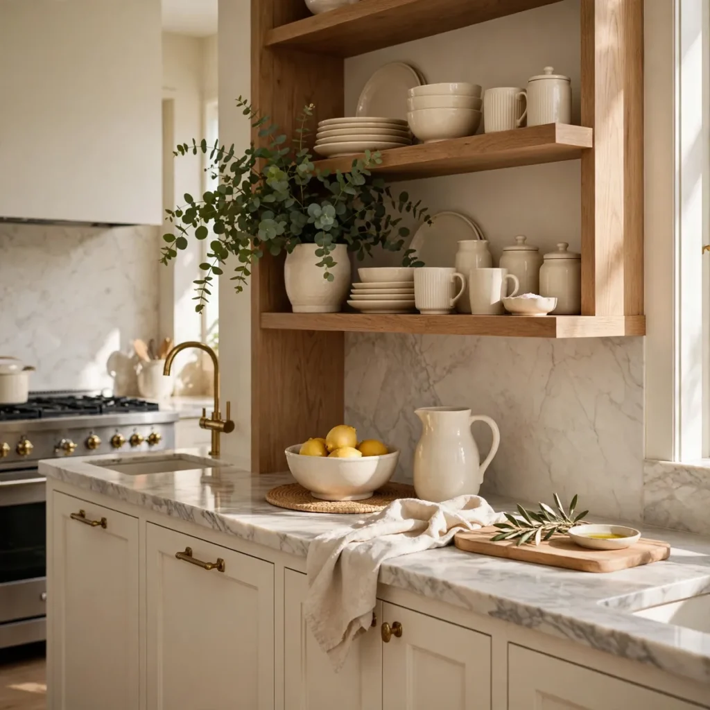 kitchen decor ideas: Open Shelves That Are Styled, Not Stuffed