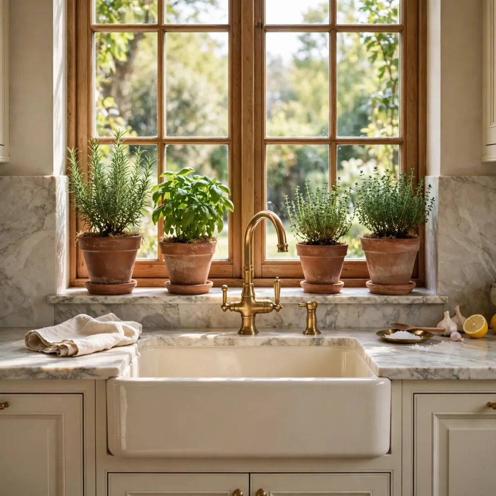 kitchen decor ideas: Fresh Herbs and Greenery by the Window