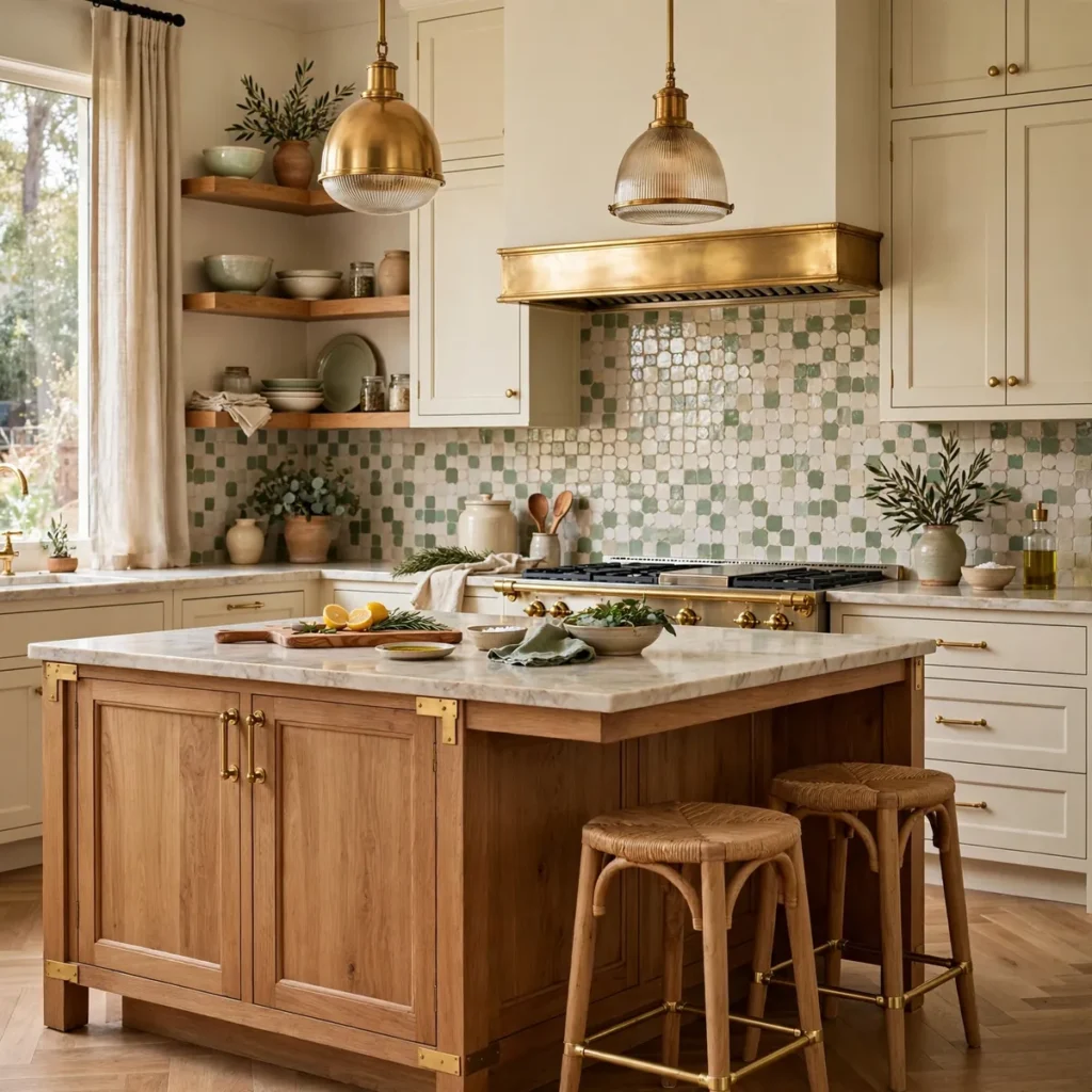 kitchen decor ideas: A Bold Backsplash Tile With a Quiet Palette
