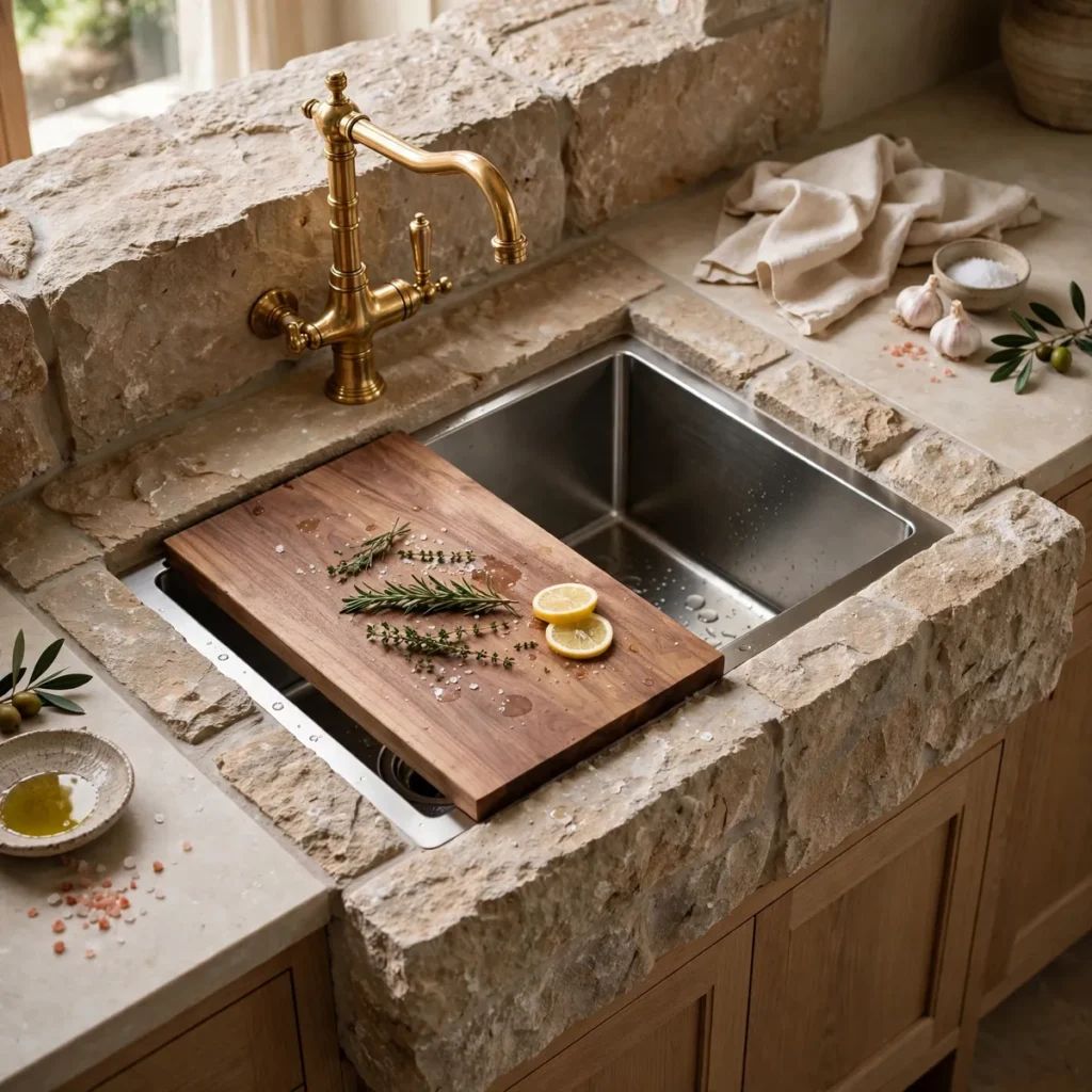 kitchen decor ideas: A Workstation Sink Styled as a Prep Zone