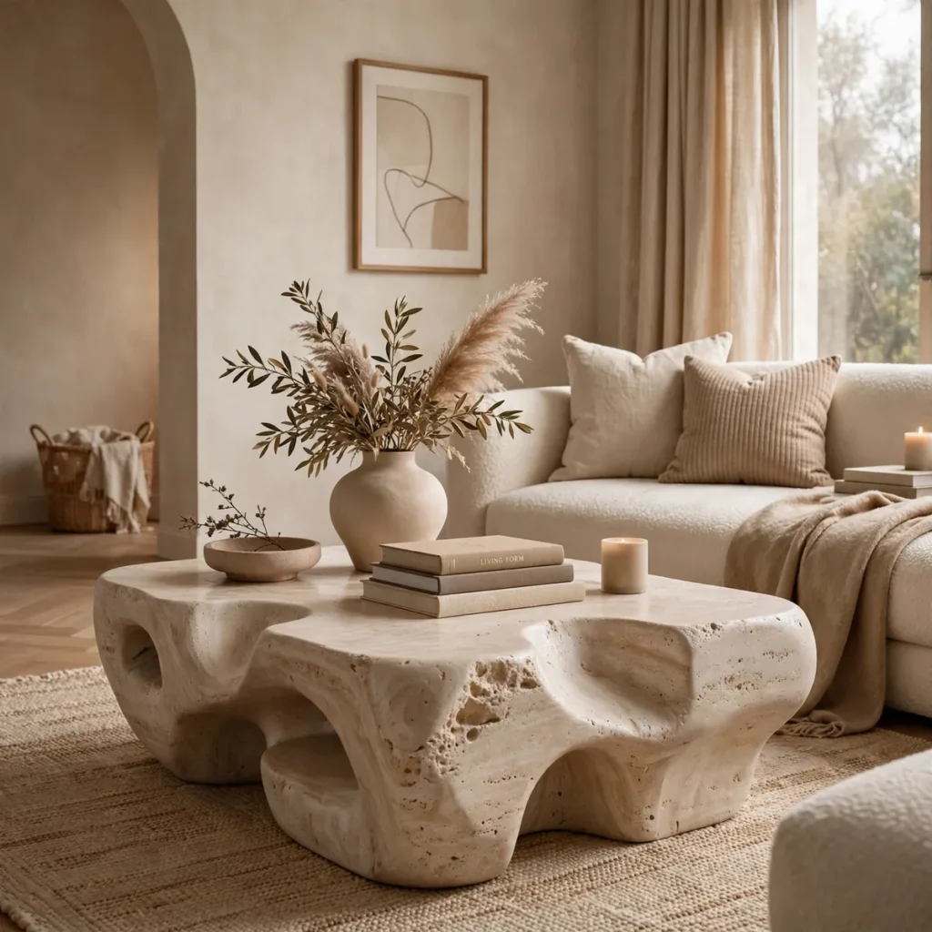 cozy living room ideas: Let a Statement Coffee Table Lead