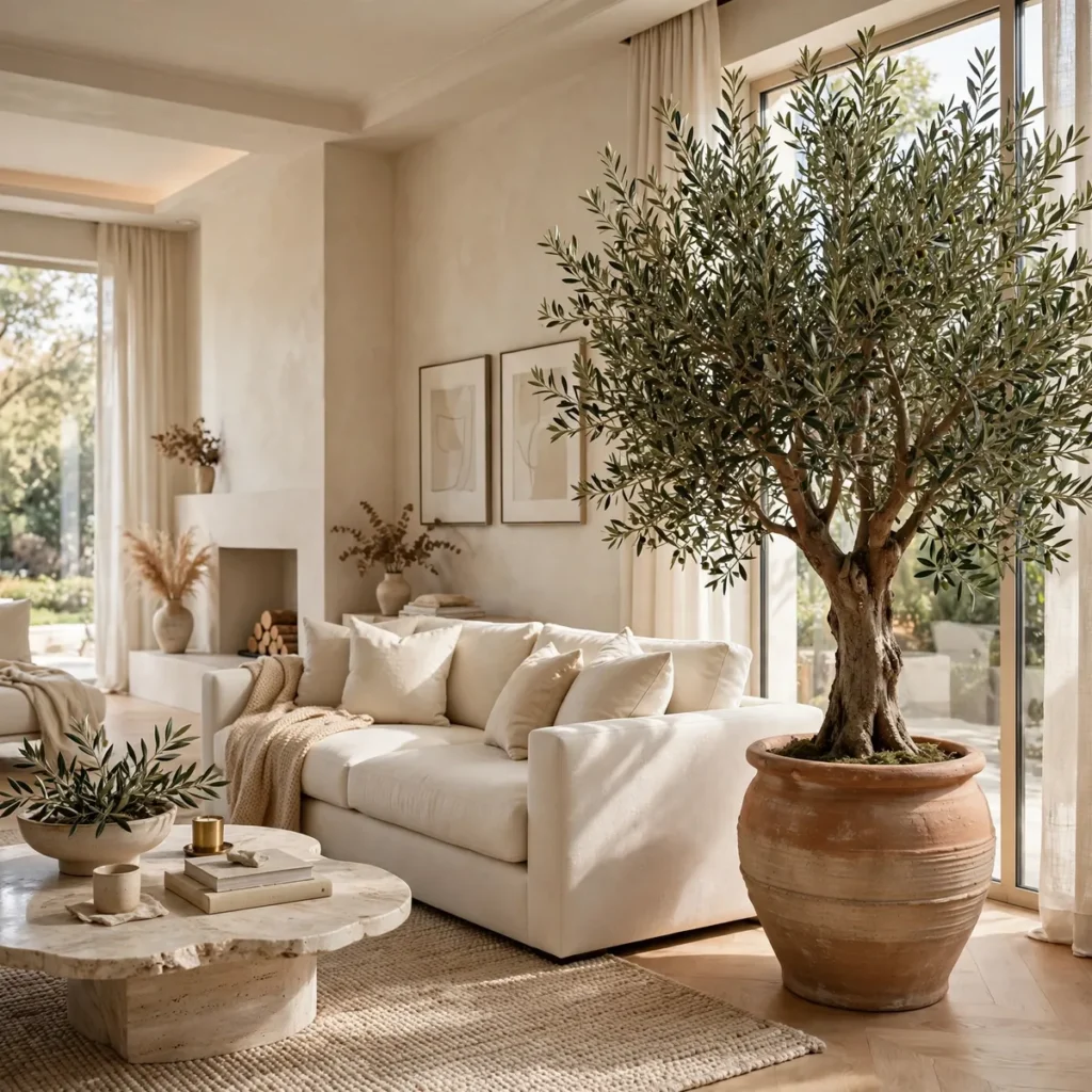 cozy living room ideas: Bring in One Large Indoor Tree