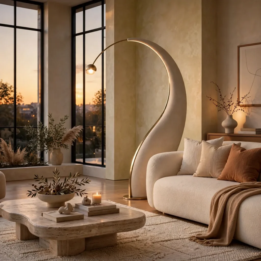 cozy living room ideas: Add a Sculptural Floor Lamp