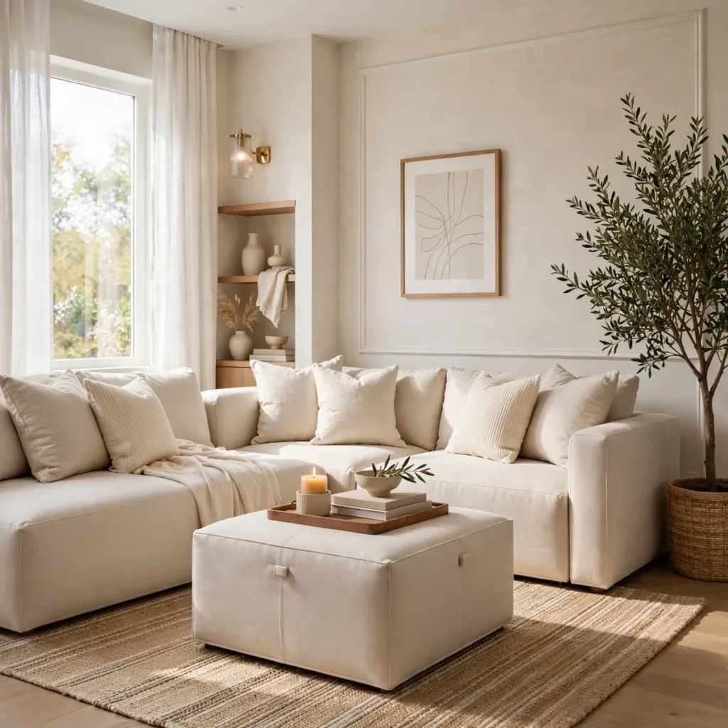 cozy living room ideas: Use a Modular Sectional in a Small Room
