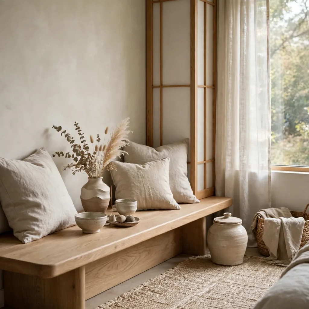 cozy living room ideas: Keep It Calm With a Japandi Corner