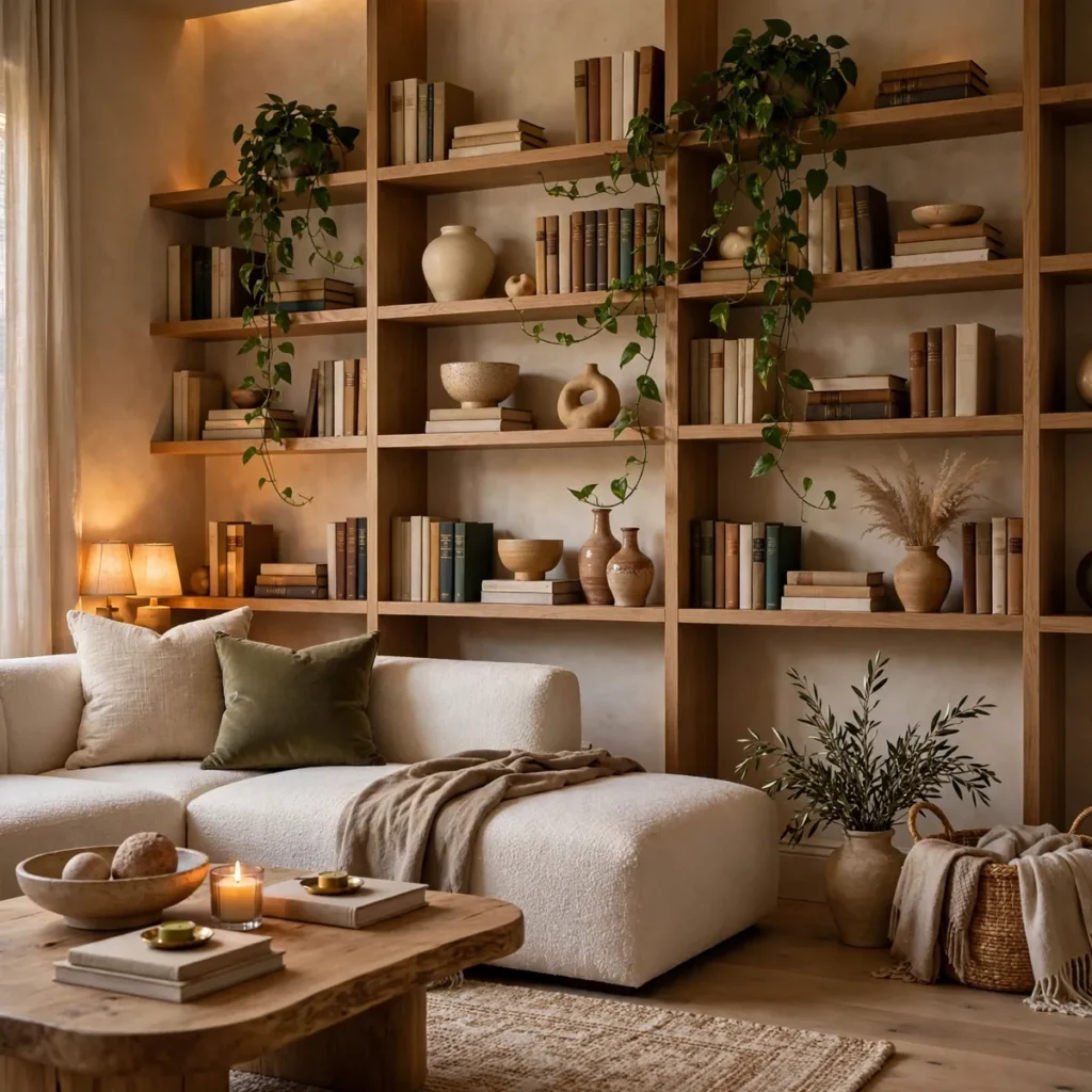 cozy living room ideas: Style Open Shelves Like a Collection