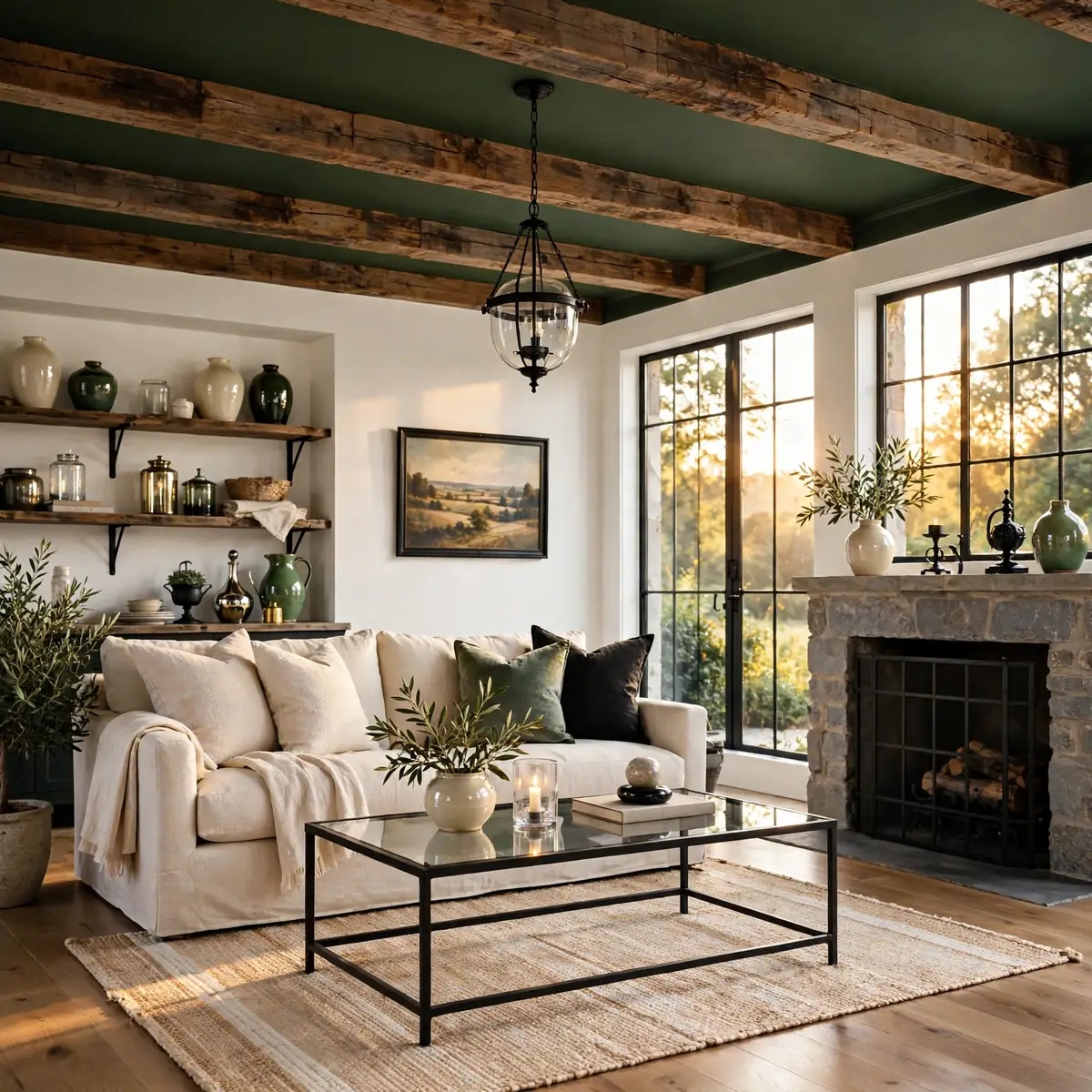 25 Living Room Ceiling Ideas That Turn the Fifth Wall Into the Star living room ceiling ideas: Living Room Ceiling Ideas: Exposed Wooden Beams for Warmth