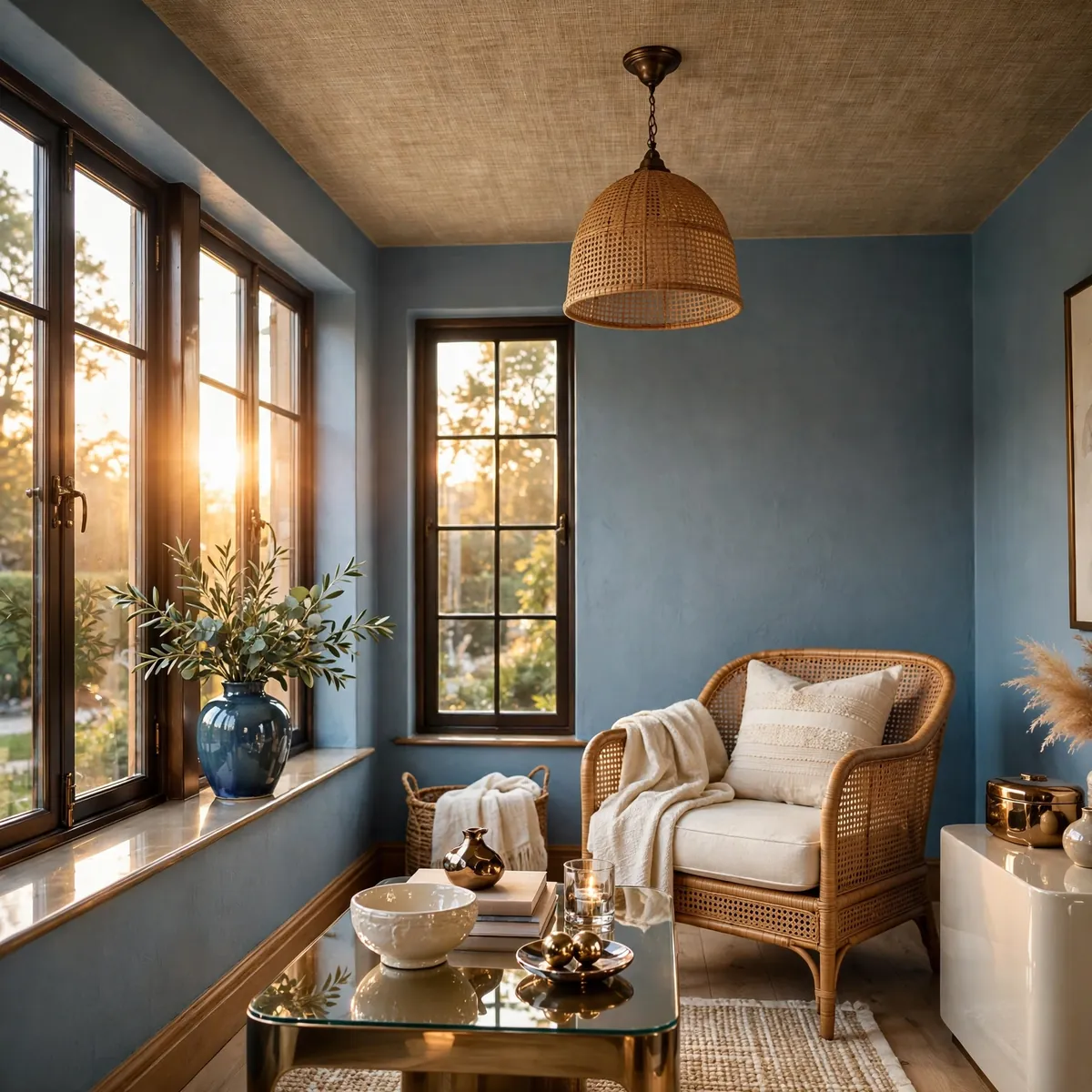 25 Living Room Ceiling Ideas That Turn the Fifth Wall Into the Star living room ceiling ideas: Wallpapered Ceiling With Zero Height Loss