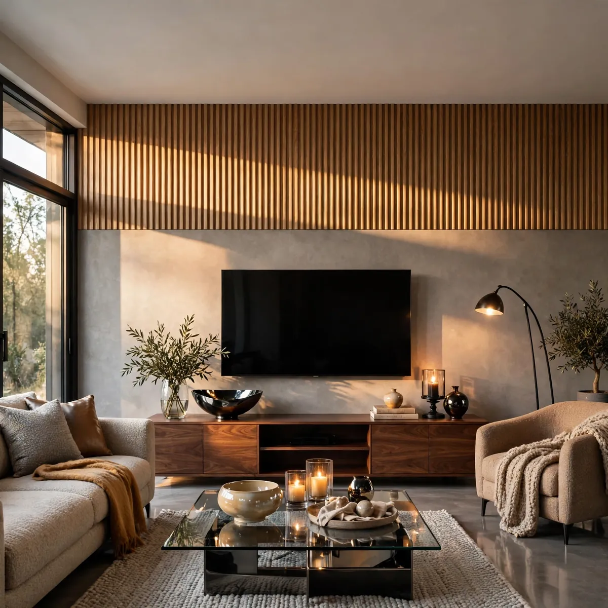 25 Living Room Ceiling Ideas That Turn the Fifth Wall Into the Star living room ceiling ideas: Fluted or Ribbed Ceiling Panels