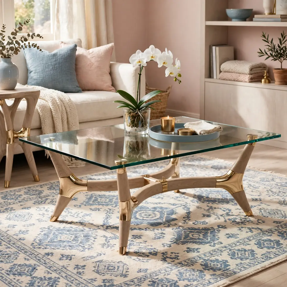 25 Living Room Center Table Ideas to Anchor Your Space Beautifully living room center table ideas: A Glass-Top Table for Small Rooms