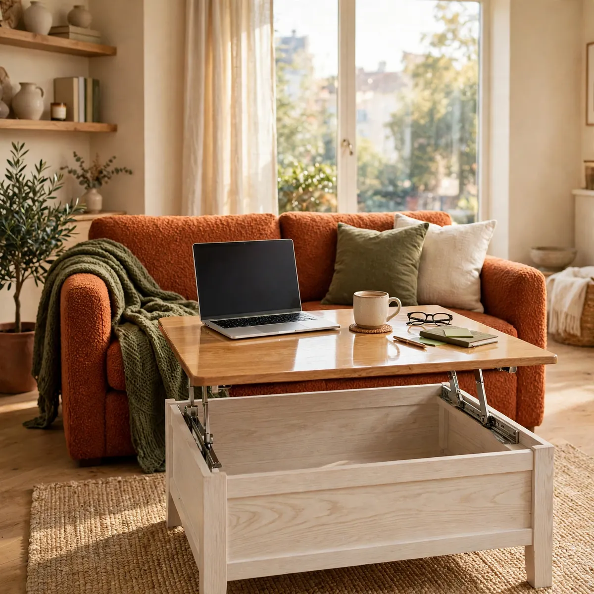 25 Living Room Center Table Ideas to Anchor Your Space Beautifully living room center table ideas: A Lift-Top Coffee Table for Work and Dining