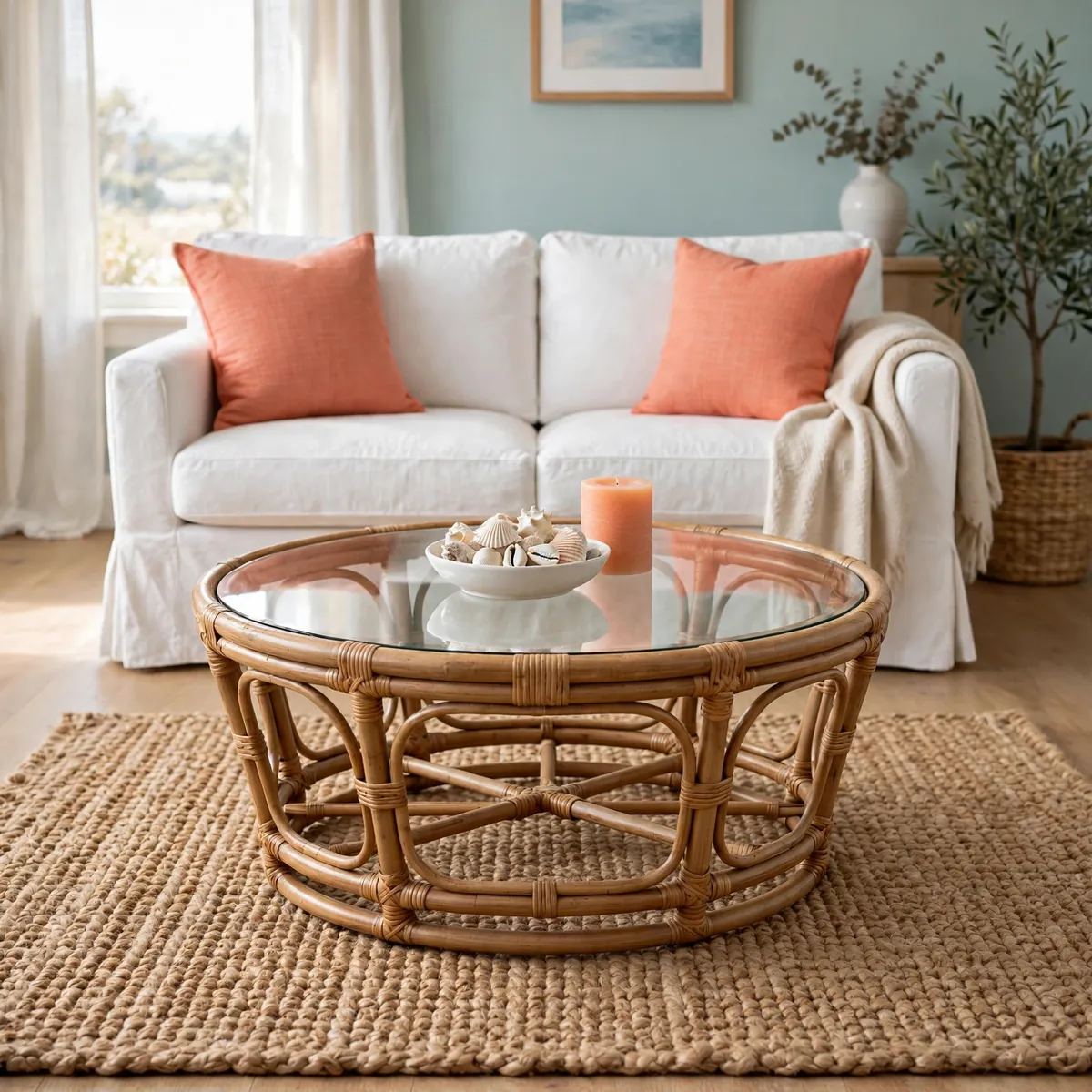 25 Living Room Center Table Ideas to Anchor Your Space Beautifully living room center table ideas: A Rattan or Wicker Coffee Table
