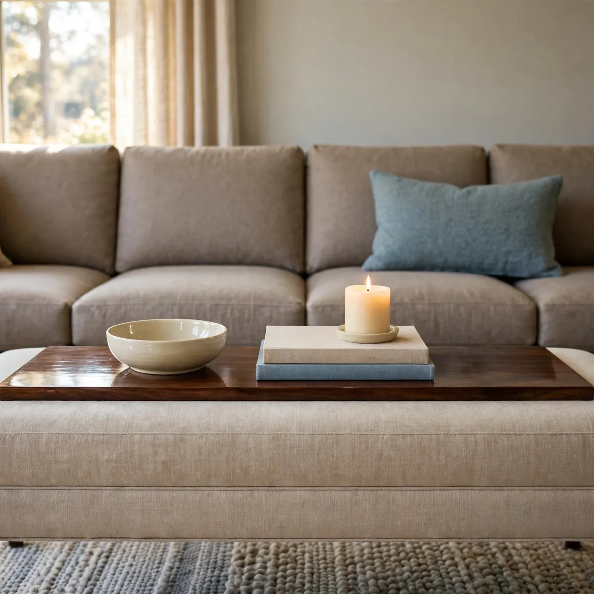 25 Living Room Center Table Ideas to Anchor Your Space Beautifully living room center table ideas: An Upholstered Bench Instead of a Table