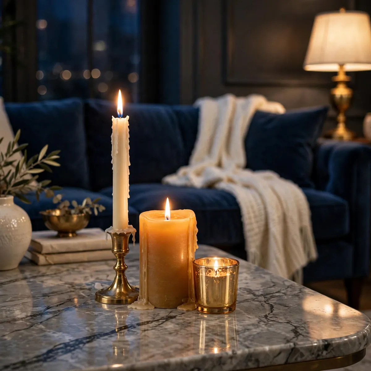 25 Living Room Center Table Ideas to Anchor Your Space Beautifully living room center table ideas: A Candle Trio at Mixed Heights