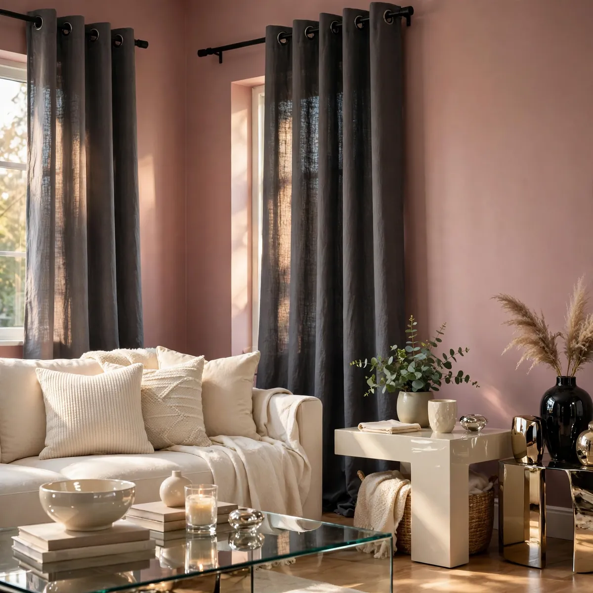 25 Living Room Curtains Ideas That Dress Your Windows Like a Designer living room curtains ideas: Grommet-Top Panels for Casual Ease