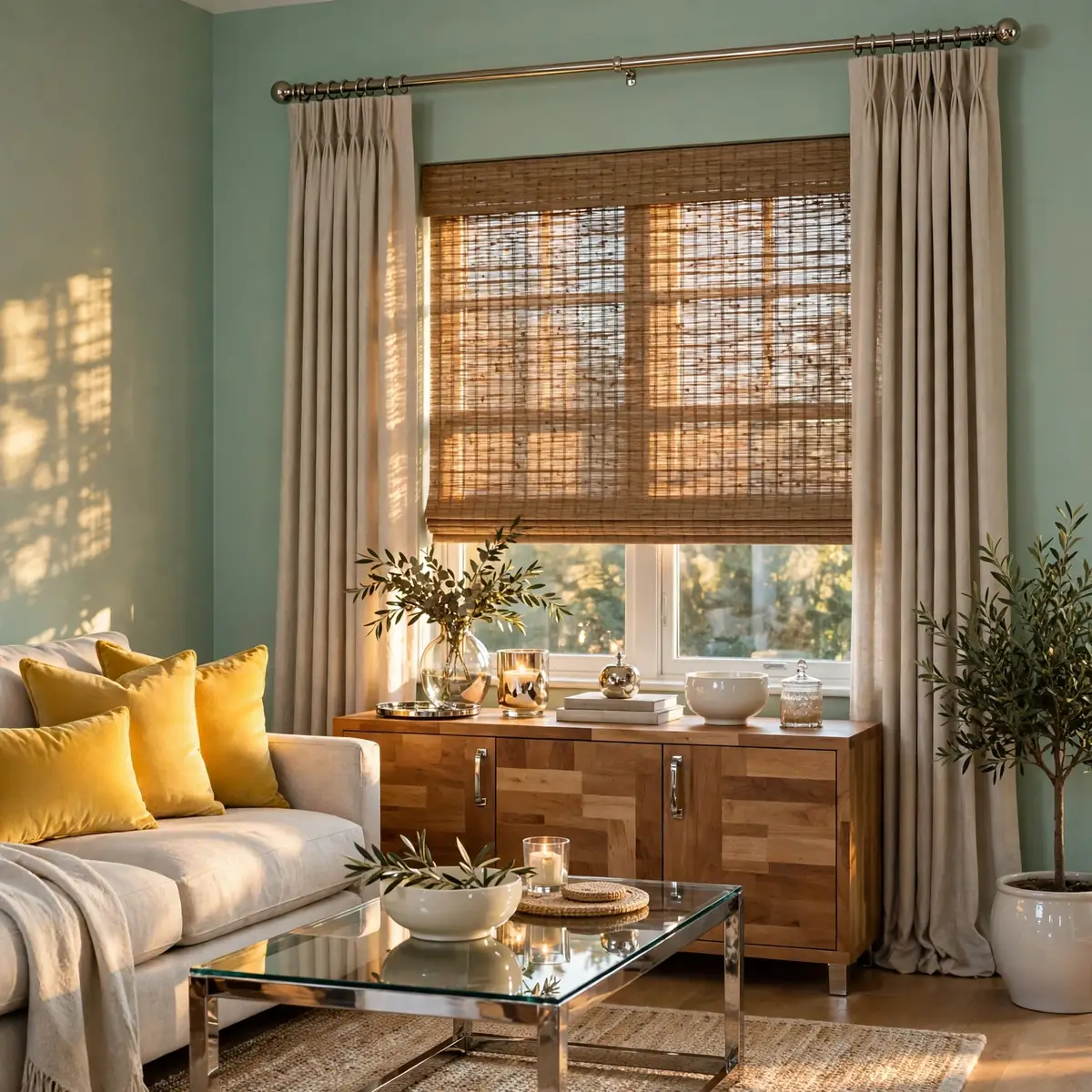 25 Living Room Curtains Ideas That Dress Your Windows Like a Designer living room curtains ideas: Curtains Layered Over Roman Shades