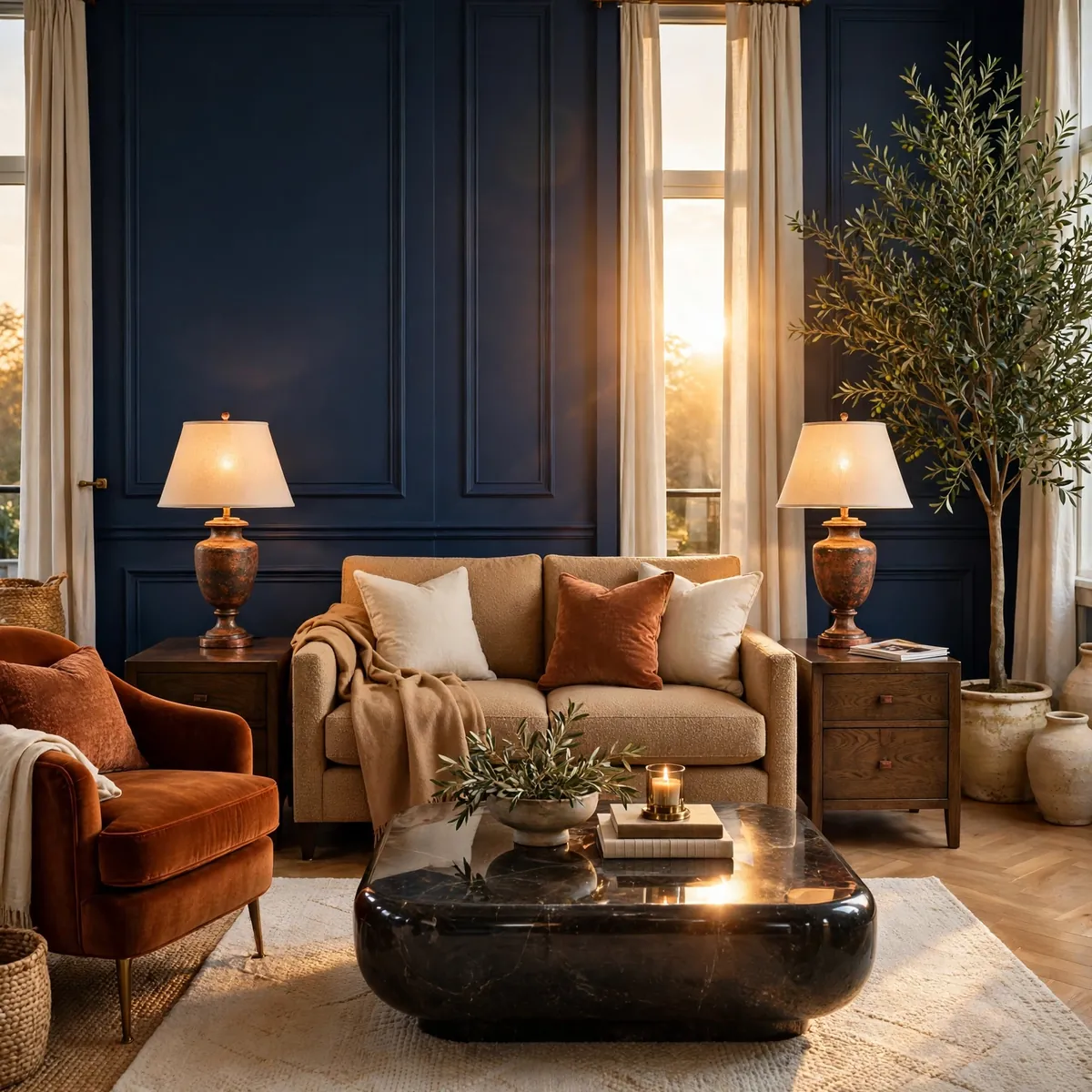 Living Room Decorating Ideas: A Warm, Lived-In Guide to Getting It Right living room decorating ideas: Symmetry With One Break