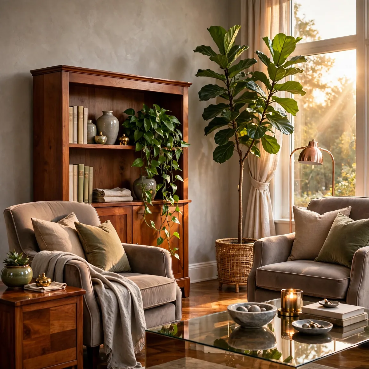 Living Room Decorating Ideas: A Warm, Lived-In Guide to Getting It Right living room decorating ideas: Plants at Two Heights