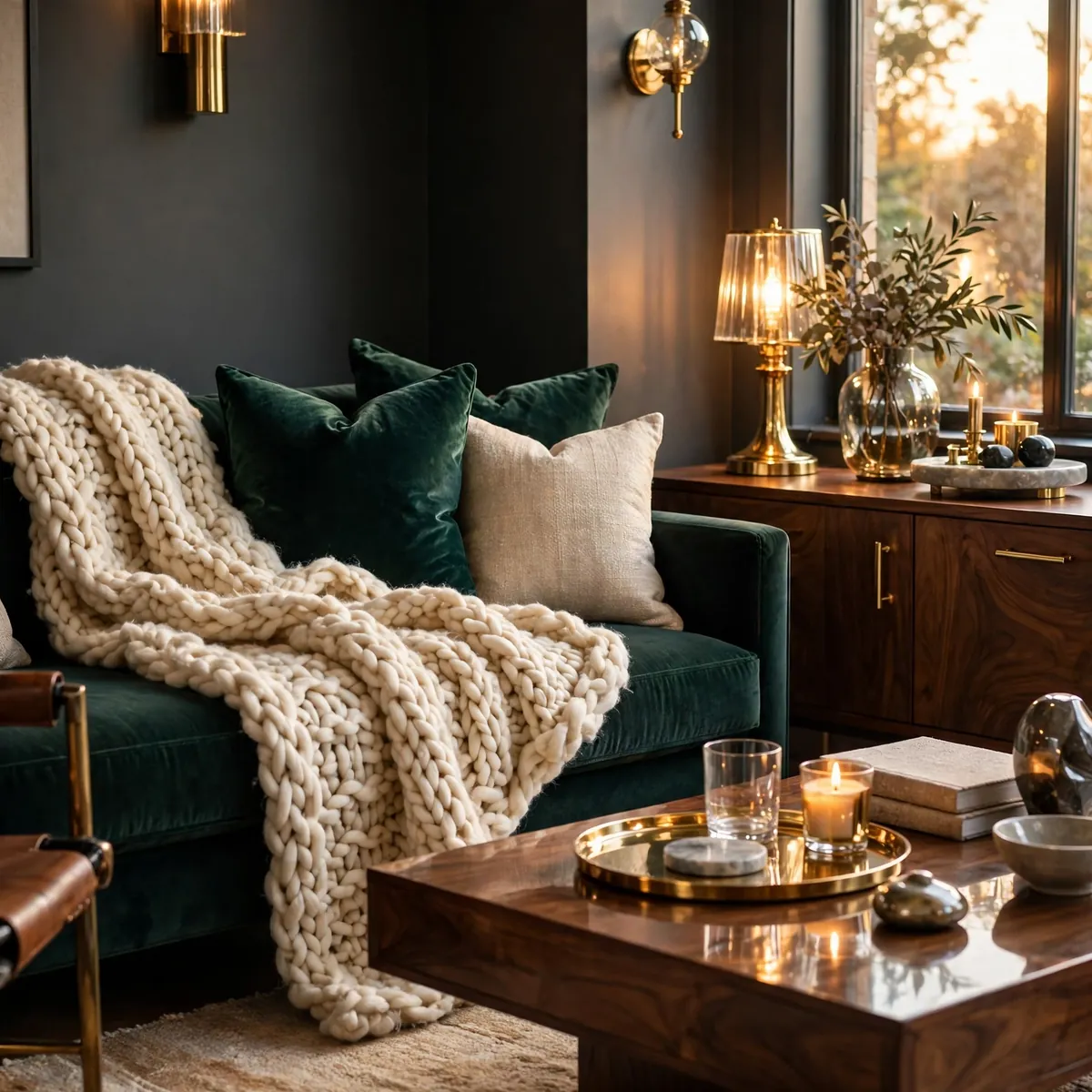 25 Living Room Decor Ideas for a Stylish, Cozy Refresh living room decor ideas: Chunky Knit Throw Draped on Sofa