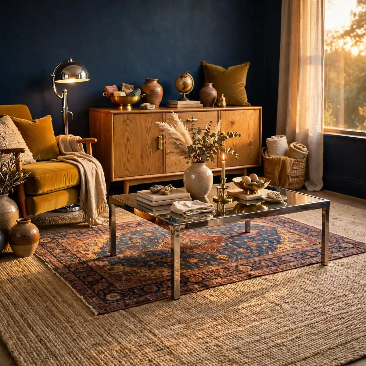 25 Living Room Decor Ideas for a Stylish, Cozy Refresh living room decor ideas: Layered Rug Combination